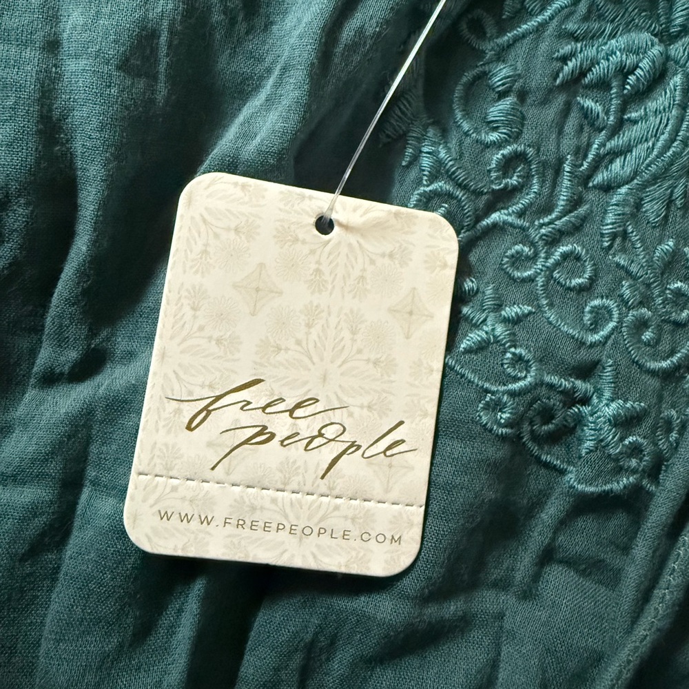 Free People Green Smocked Crop Blouse - Picture 5 of 6